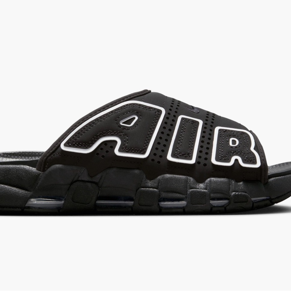 Unisex (women’s size 9.5 and men’s size 8) Nike Air More Uptempo Slide Sandals